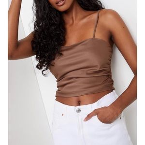 Smocked Back Satin Top